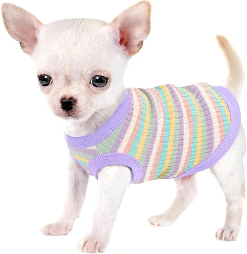 Miniatura 13 de Eleva la Comodidad y Moda de tu Mascota: Chaleco de Camisa para Perros de Algodón 100% Acanalado Premium para Razas Pequeñas como Chihuahuas, Rosa