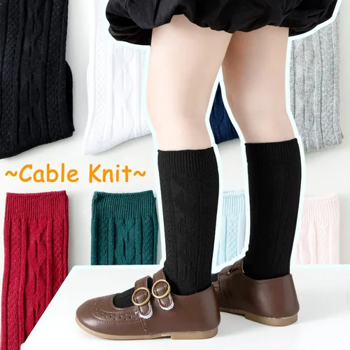 Miniatura 13 de Mini angel Calcetines altos hasta la rodilla para bebé, calcetines largos de punto trenzado, calcetines de algodón sin costuras, para recién 5 pares