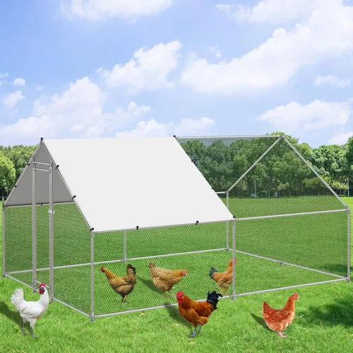 NUGRIART Jaula grande de metal para gallinas, jaula de aves de corral, jaula de patos, casa con cubierta impermeable y anti-UV, galvanizada, jaula