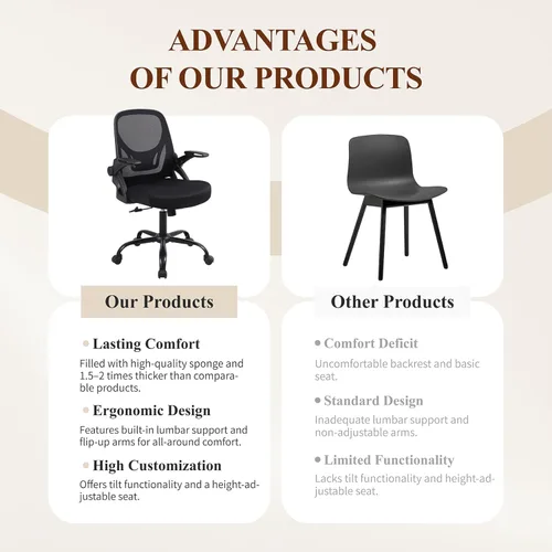 Miniatura 4 de Silla de escritorio para computadora de oficina en casa, silla de trabajo ergonómica de malla de altura ajustable con ruedas, cojín grueso, Negro