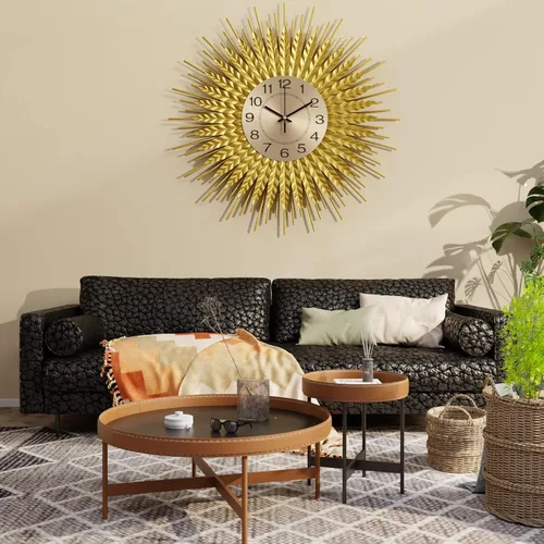 Miniatura 3 de Reloj de pared grande moderno decorativo de metal, relojes de pared de estilo de mediados de siglo, reloj grande dorado silencioso sin tictac, arte