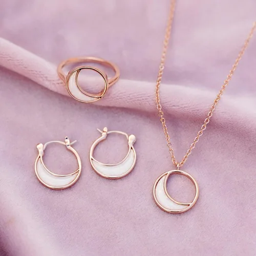 Miniatura 4 de Pura Vida Anillo de oro rosa Eclipse hecho a mano Anillo apilable con ópalo de resina, anillo de joyería con base de latón Anillos de oro rosa
