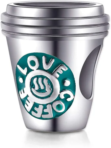 Love Coffee and Champagne Drink Charms taza de café de plata de ley 925 copa de vino piña y fresa cono de helado copa de cóctel maíz hongo colgante