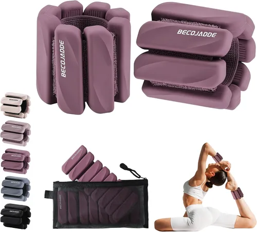 Miniatura 11 de BECOJADDE Juego de 2 pesas para tobillo (1 libra/2 libras cada una) para mujeres y hombres, pulsera ajustable para muñeca para gimnasio en casa
