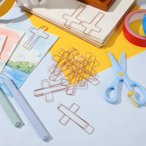 Miniatura 5 de Tenceur 50 clips grandes para papel de cruz, divertidos, lindos y divertidos, clips estacionarios, abrazaderas de papel para marcado, diario