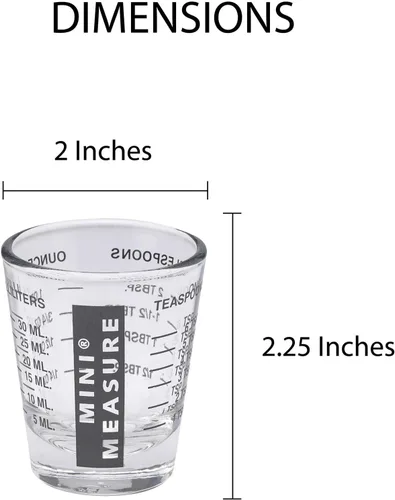 Miniatura 2 de Kolder Medida Mini de Vidrio Pesado, 20 Mediciones Incrementales Vaso de Chupito Medidor Multiusos para Líquido y Seco, Negro, Juego de 2