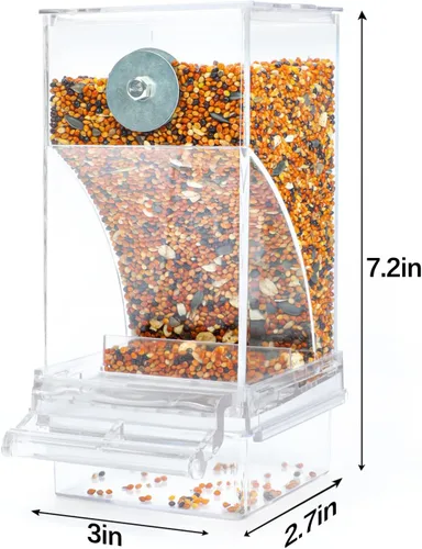 Miniatura 2 de Rypet Paquete de 2 comederos automáticos para pájaros sin ensuciar, jaula transparente transparente para comederos de loros acrílicos, accesorios