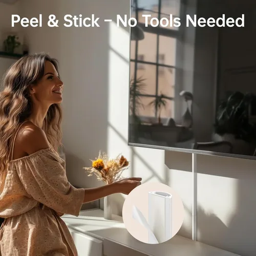 Miniatura 6 de Kit de ocultación de cables Delamu para pared con adhesivo, cubierta de alambre de múltiples funciones, 42.5 pulgadas para ocultar cables en Blanco