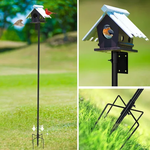 Miniatura 2 de ERYTLLY Bird House - Kit de montaje en poste de 80 pulgadas - Barra de soporte ajustable para comedero de colibríes, conjunto de soporte universal
