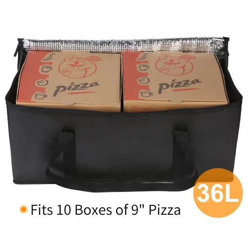 Miniatura 4 de Bodaon Paquete de 2 bolsas aisladas para entrega de alimentos, 22 x 10 x 10 pulgadas, bolsas aisladas para entrega de pizza para alimentos Negro