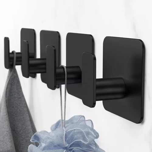 Miniatura 2 de Aikzik Ganchos Negros para Colgar de Servicio Pesado, Ganchos Adhesivos para Ducha, Baño, Cocina, Bata, Toalla, Abrigo, Gancho Impermeable y Negro 4