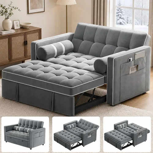 Miniatura 9 de Pipishell - Sofá cama convertible 3 en 1, sofá cama extraíble para sala de estar con puertos USB y bolsillos laterales, respaldo ajustable, de Negro