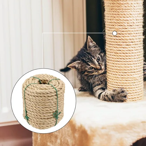 Miniatura 6 de Cuerda de sisal de 1/2 pulgada, cuerda de sisal trenzada de 100 pies para reparar, recuperar el poste rascador de gato, agrupación, decoración