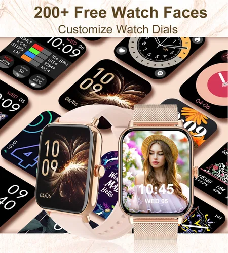 Miniatura 5 de Reloj inteligente para mujer con respuesta de llamadas Bluetooth, reloj de fitness con esfera de 1.85 pulgadas con monitor de sueño de frecuencia