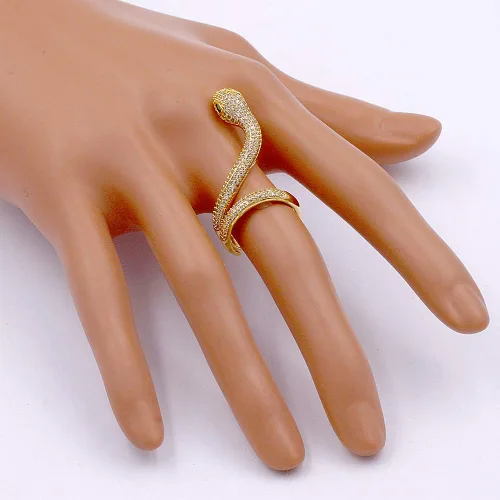 Miniatura 3 de Lavencious Anillos ajustables de serpiente con diseño de piedras AAA CZ Declaración Anillos de cóctel para mujer, Cristal, circonita