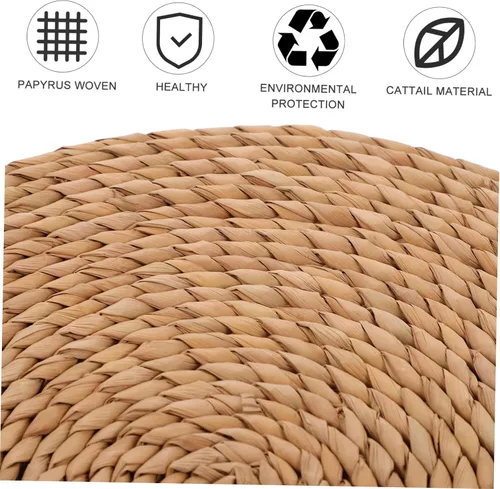 Miniatura 2 de LIFKOME 2 cojines de paja plana tatami Mat almohadas de suelo para adultos almohada circular almohada japonesa redonda individual cojín tejido paja
