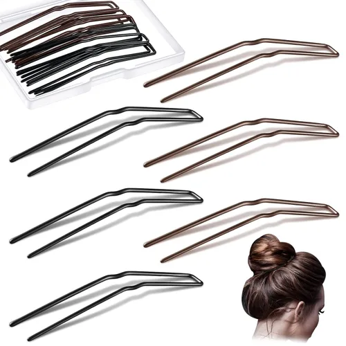 Miniatura 9 de Waydress 36 piezas de horquillas en forma de U para moños de ballet, horquillas de estilo U de metal para peinados, horquillas para moños y Marrón