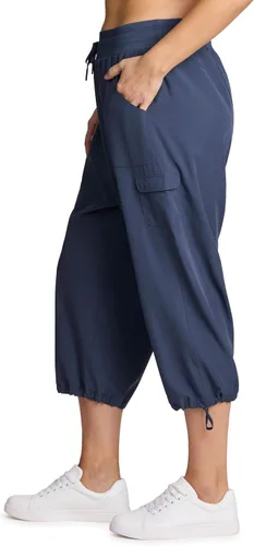 Miniatura 17 de RBX Active - Pantalón capri para mujer, talla grande, ligero, tejido, con cordón, estilo cargo