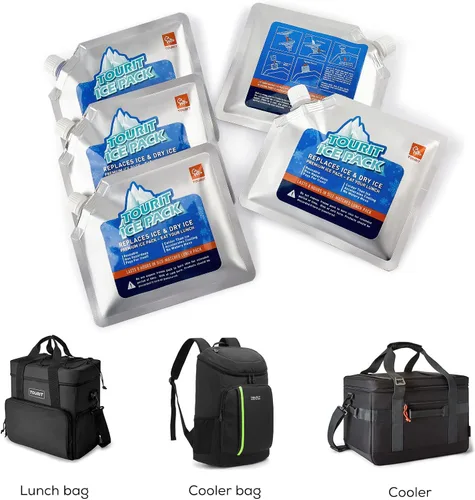 Miniatura 5 de TOURIT Paquete de hielo reutilizable para enfriadores, bolsas de hielo de larga duración para bolsas de almuerzo/cajas, mochilas enfriadoras