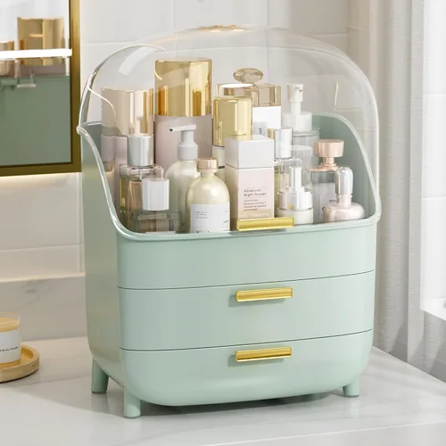 Miniatura 8 de Vtopmart - Organizador de maquillaje y cuidado de la piel de 3 niveles con cajones para tocador y encimera de baño, gran caja de almacenamiento
