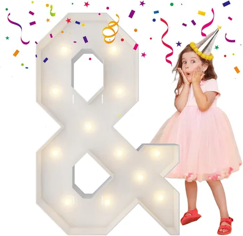 Miniatura 79 de Letras iluminadas con marco de 3 pies de alto, letras enormes con marco, marco de globos en mosaico, letra grande para decoraciones de compromiso
