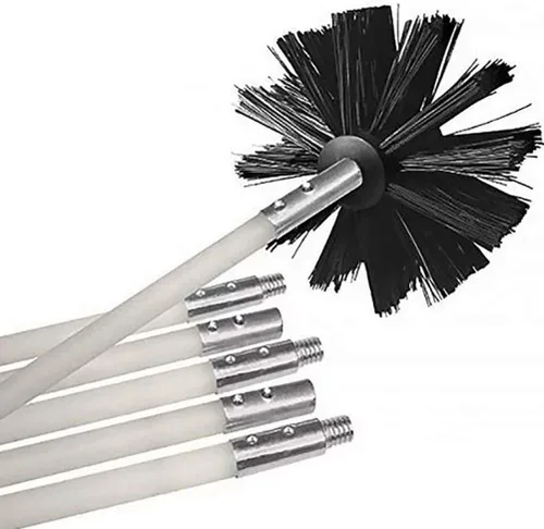 Miniatura 7 de Herramienta de barrido de chimenea, cepillo de ventilación para secadora, kit de cepillo de chimenea de nailon reutilizable para chimeneas de arriba