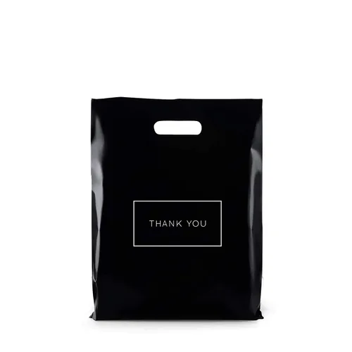 Miniatura 2 de Bolsas de plástico grandes con logotipo de agradecimiento, 12 x 15 pulgadas, con asas troqueladas, 100 unidades, ideales para mercancías, regalos