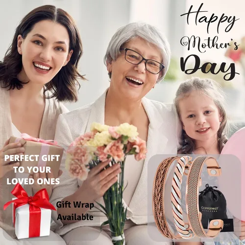 Miniatura 5 de Pulseras de cobre para hombres y mujeres Juego de 3 con caja de regalo Hecho a mano 100% cobre Regalo para mujeres y hombres