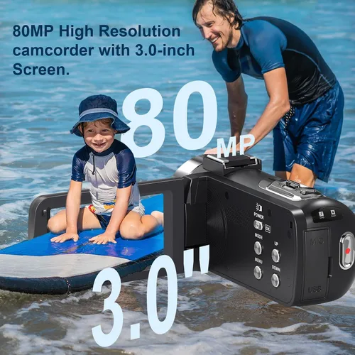 Miniatura 4 de Videocámara 4K HD 80MP Cámara de vídeo 18X Zoom digital 3.0 IPS Pantalla Vlogging Cámara para YouTube IR Visión Nocturna Grabadora de Video