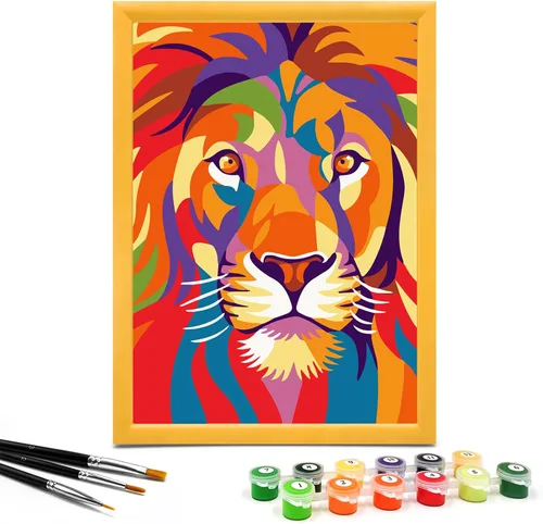 Nariolar Pintura por números para niños de 4 a 8 a 12 años con cartón preimpreso de 7 x 9.5 pulgadas, 11 macetas de pintura acrílica y 3 pinceles de
