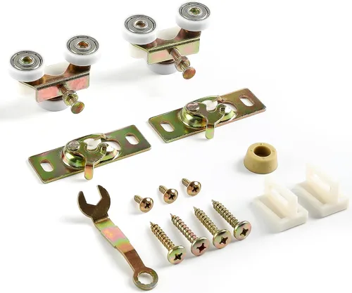 Miniatura 8 de Percha de cierre suave para puerta corrediza de bolsillo para Johnson Part #1060, kit de repuesto, ruedas de rodamiento de bolas de nailon de 1