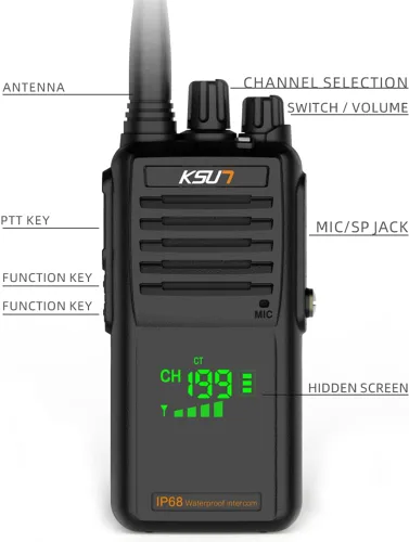 Miniatura 2 de Radio marina VHF bidireccional de mano IP68, pantalla LED impermeable, canales marinos internacionales, 136-174 MHz 8000 mAh, batería KSUN P85