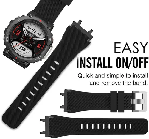 Miniatura 5 de Lamshaw Correa compatible con Amazfit T-Rex 2, correa de silicona de repuesto suave con hebilla de acero inoxidable compatible con Amazfit T-Rex 2 2