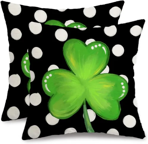 Miniatura 8 de AACORS Funda de almohada del Día de San Patricio de 16 x 16 pulgadas, decoración de trébol de lunares, funda de cojín de primavera para el sofá