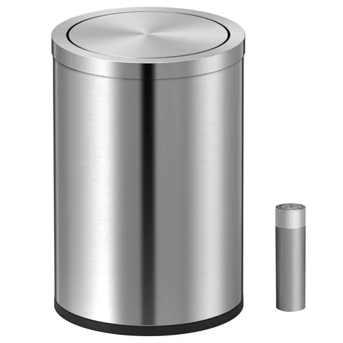 Miniatura 15 de Mini bote de basura con tapa, cubo de basura pequeño de escritorio para reciclaje, bonito bote de basura de metal para uso en encimera de mesa