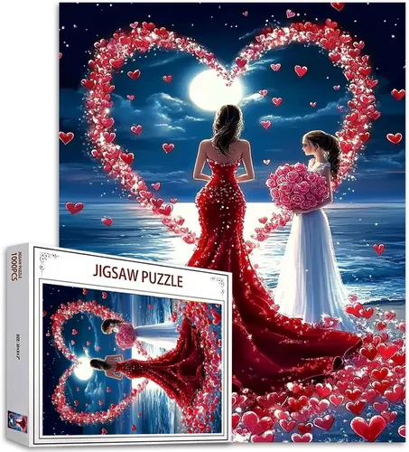 Miniatura 18 de Rompecabezas de mujer vieja de 1000 piezas para adultos, familias (niña, dama, pizza, naipe, vino tinto, amigas) piezas que encajan perfectamente