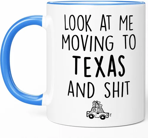 Miniatura 9 de Sweet & Salty Taza con texto en inglés «Look at Me Moving to Texas», regalos de bienvenida a Texas, regalo divertido para amigos que se mudan fuera