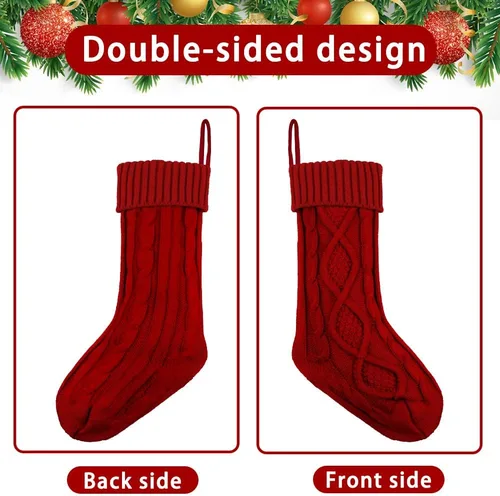 Miniatura 4 de XIMISHOP Paquete de 6 calcetines de Navidad, 18 pulgadas, calcetines grandes de punto trenzado personalizados para colgar en Navidad, decoraciones
