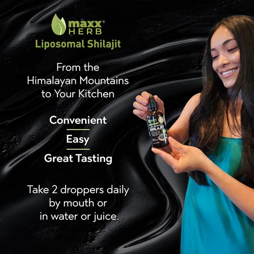 Miniatura 5 de Maxx Herb Pure Himalayan Shilajit - Fórmula liposomal líquida con pimienta negra, bioperina y cacao, refuerzo de energía y apoyo inmunológico, más
