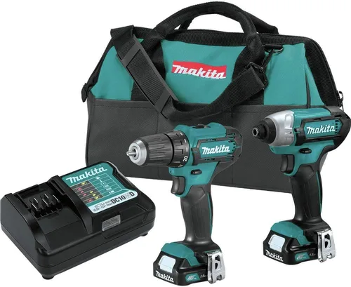 Makita CT232 CXT Juego de kit combo destornillador inalámbrico y destornillador de impacto de iones de litio de 12V Max (1.5 Ah)