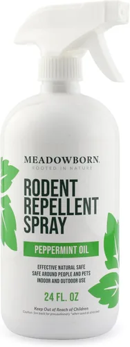 Spray de control de roedores de aceite de menta, control natural en interiores y exteriores para ratones y ratas, fórmula extrafuerte a base de