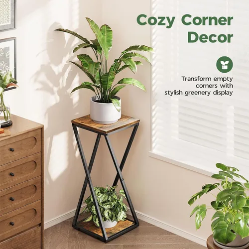 Miniatura 2 de Bamworld Soporte Alto para Plantas de Interior Estante de Esquina para Plantas Soporte Escalonado para Plantas Mesa de Madera para Plantas Soportes