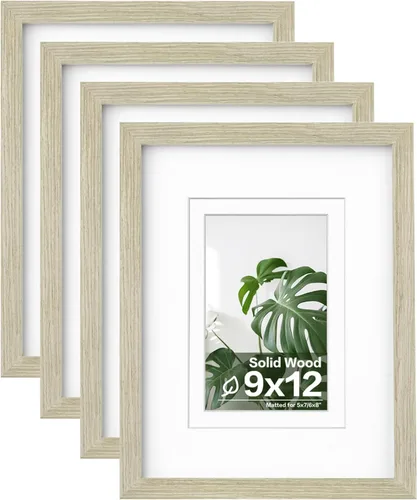 Miniatura 47 de Egofine - Juego de 4 portarretratos 8 x 10 pulgadas de madera maciza y cubierta de plexiglás de 4 x 6/5 x 7 pulgadas con paspartú u 8 x 10 pulgadas
