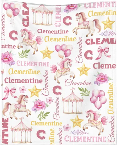 Miniatura 9 de Manta personalizada de elefante para bebés, manta de franela rosa personalizada con nombre para niñas y niños, mantas suaves para sofá y cama