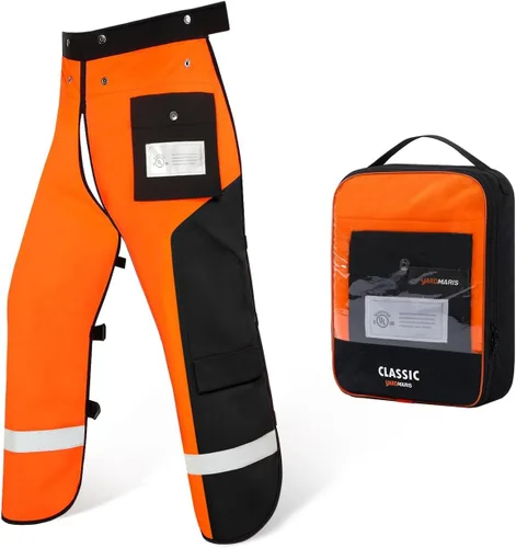 Miniatura 12 de Delantal de seguridad para motosierra de 8 capas, resistente, con cintura ajustable y bolsillo para hombres/mujeres, clásico C, naranja y negro
