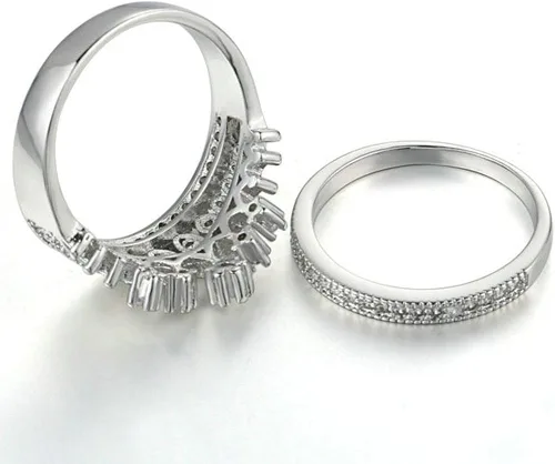 Miniatura 3 de XAHH - Anillo de boda de oro blanco de 18 quilates para mujer