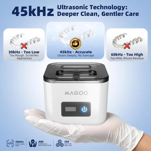 Miniatura 4 de Máquina limpiadora ultrasónica de retenedores, limpiador de dentaduras para alineadores, protectores nocturnos, protectores bucales, cabezales