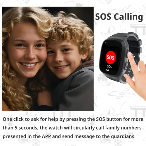 Miniatura 4 de Tixpc Reloj inteligente 4G para niños con rastreador GPS, ubicación, videollamada, teléfono celular, llamadas SOS, chat de voz, pantalla táctil