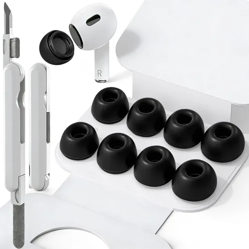 SIXFU 4 tamaños de repuesto de puntas de oreja compatibles con AirPod Pro y AirPods Pro 2 con caja de almacenamiento portátil y kit de limpieza,