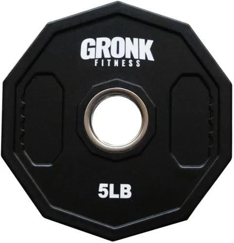 Miniatura 9 de Gronk Fitness Placas de pesas olímpicas de uretano de 10 lados Pesas duraderas para gimnasios domésticos y comerciales Diseño no rodante